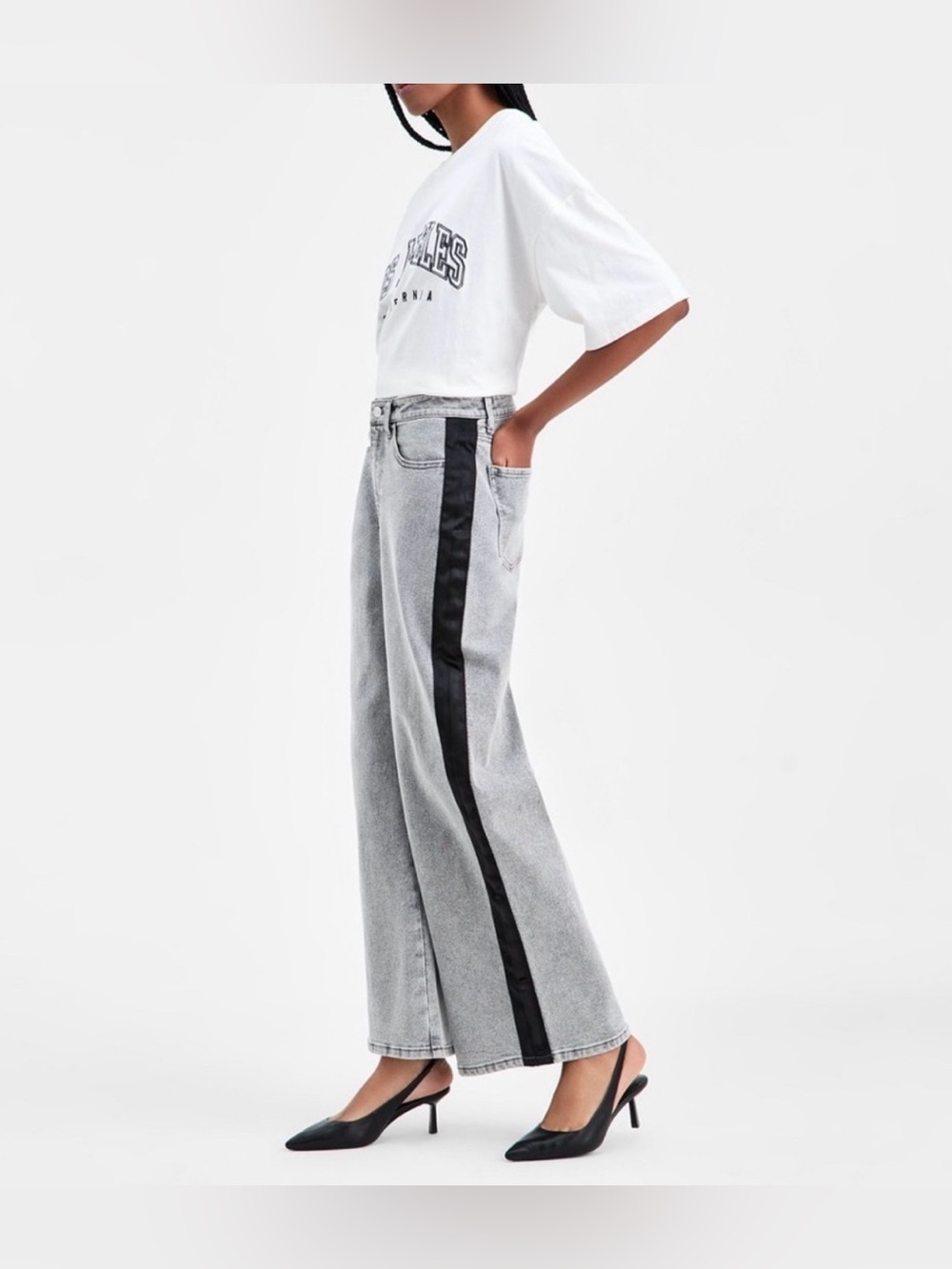 Bar III High-Rise Side-Stripe Wide-Leg Jeans